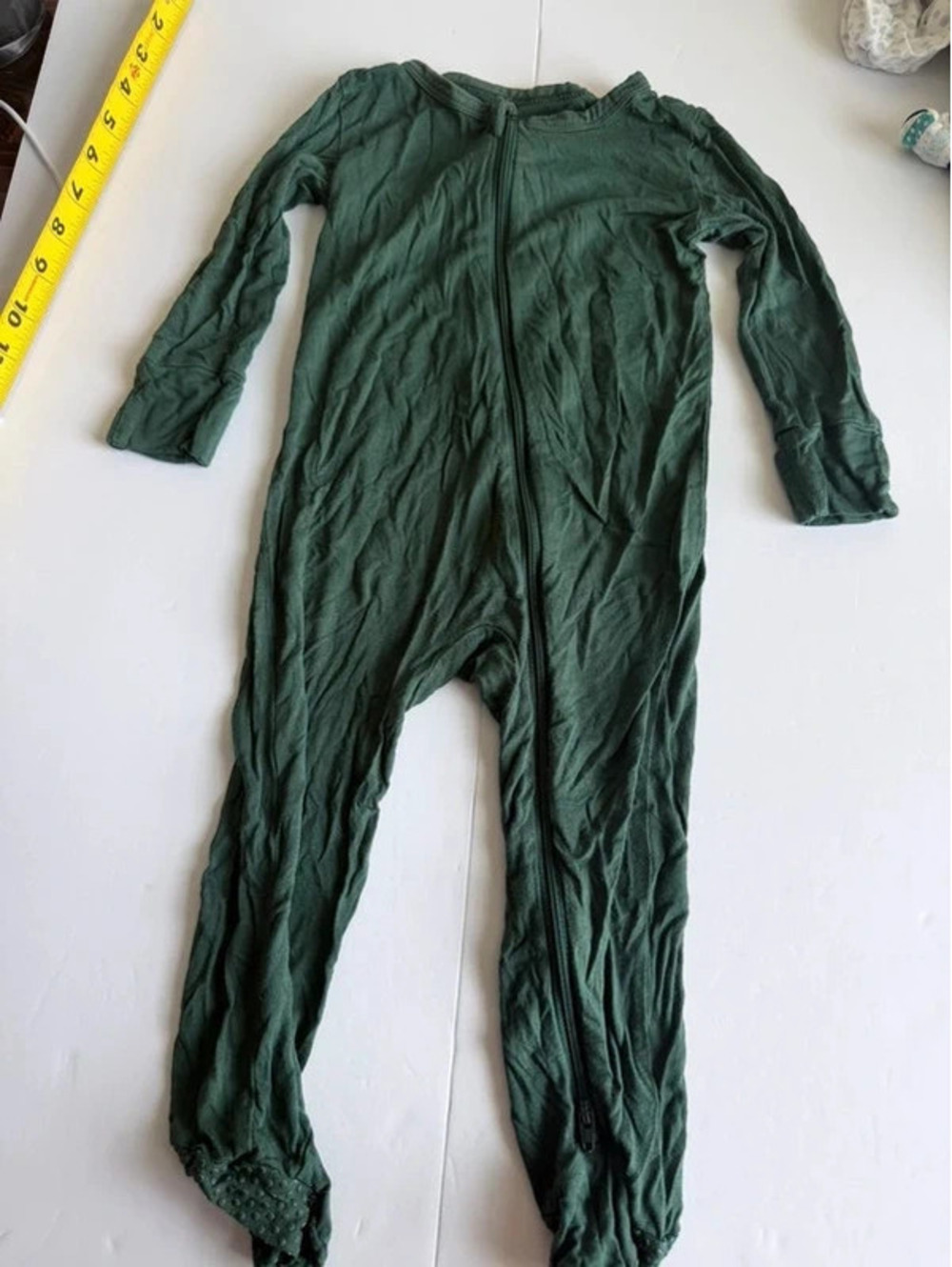 Size 12-18M Solid Forest Green Zippy Footie Pajamas